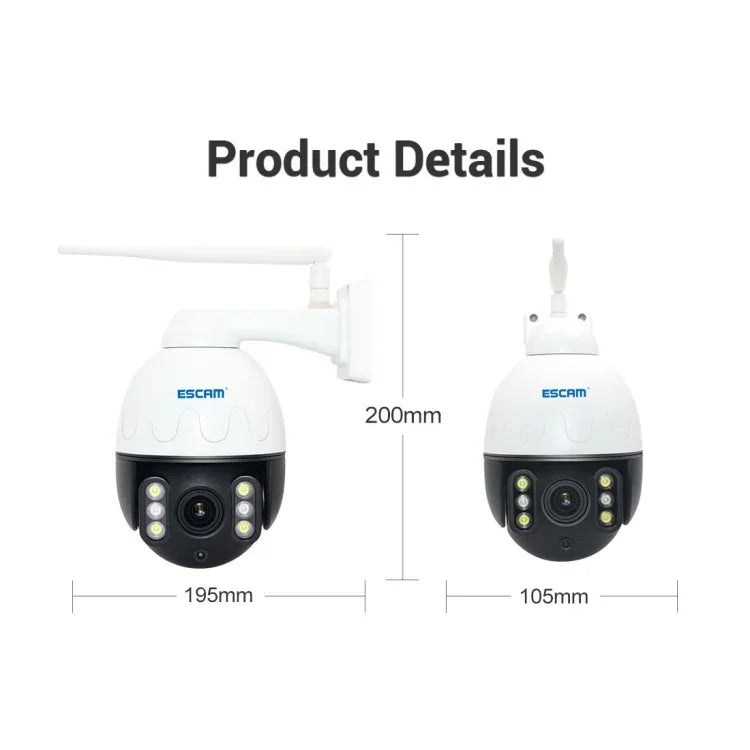 ESCAM Q5068 H.265 5MP Caméra IP WiFi étanche Pan/Tilt/Zoom 4X, Prend en charge ONVIF, Audio bidirectionnel et Vision nocturne, prise AU, prise UK, prise US, prise EU, prise AU