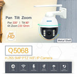 ESCAM Q5068 H.265 5MP Caméra IP WiFi étanche Pan/Tilt/Zoom 4X, Prend en charge ONVIF, Audio bidirectionnel et Vision nocturne, prise AU, prise UK, prise US, prise EU, prise AU
