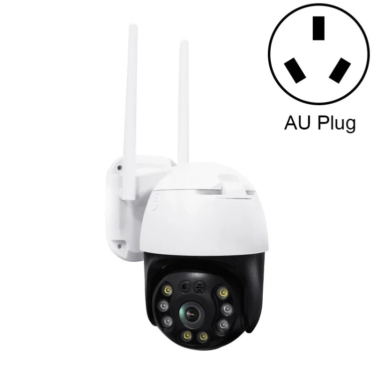 QX36 Caméra WIFI PTZ rotative à 360 degrés, étanche IP65, objectif 3,6 mm, 3,0 Mégapixels, 1080P, supporte la couleur jour et nuit, interphone vocal bidirectionnel, détection humanoïde de mouvement, lecture vidéo et carte TF de 128 Go, prise AU, QX36