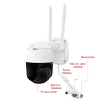 QX36 Caméra WIFI PTZ rotative à 360 degrés, étanche IP65, objectif 3,6 mm, 3,0 Mégapixels, 1080P, supporte la couleur jour et nuit, interphone vocal bidirectionnel, détection humanoïde de mouvement, lecture vidéo et carte TF de 128 Go, prise AU, QX36