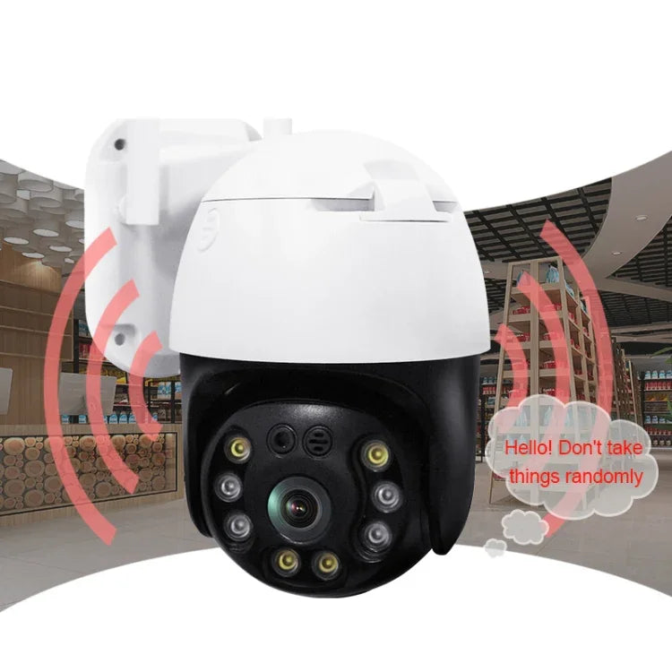 QX36 Caméra WIFI PTZ rotative à 360 degrés, étanche IP65, objectif 3,6 mm, 3,0 Mégapixels, 1080P, supporte la couleur jour et nuit, interphone vocal bidirectionnel, détection humanoïde de mouvement, lecture vidéo et carte TF de 128 Go, prise AU, QX36