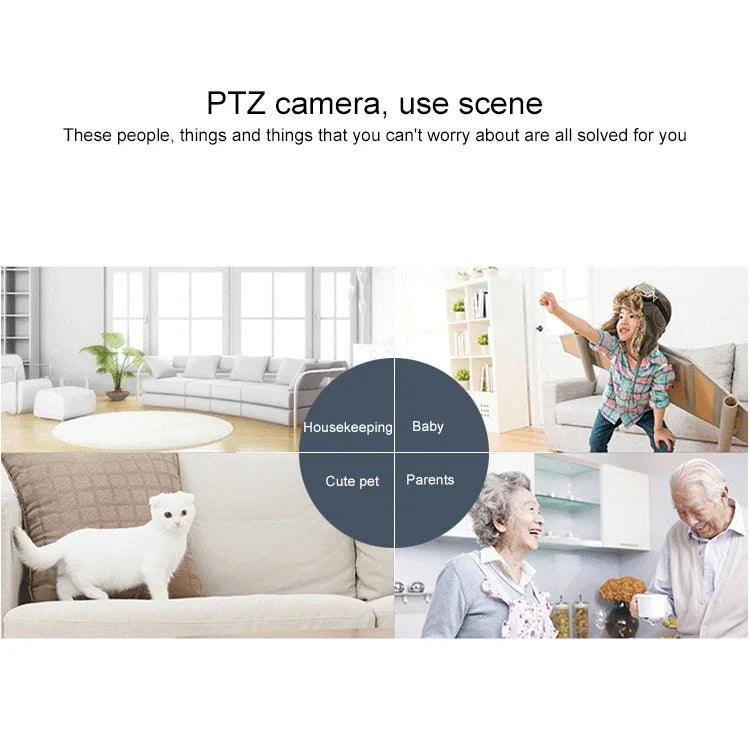 Caméra de surveillance intérieure sans fil HD YT47 avec tête rotative, supporte la détection de mouvement, la vision nocturne infrarouge et les cartes Micro SD, prise AU, YT47
