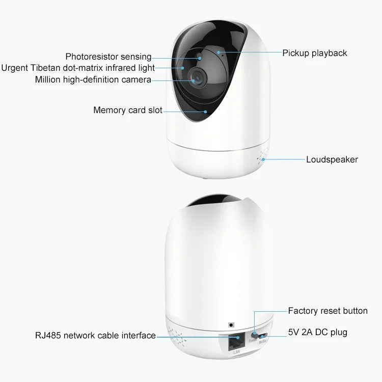 Caméra de surveillance intérieure sans fil HD YT47 avec tête rotative, supporte la détection de mouvement, la vision nocturne infrarouge et les cartes Micro SD, prise AU, YT47