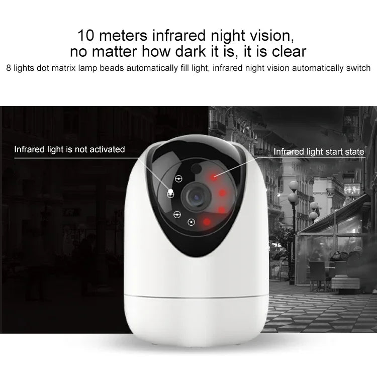 Caméra de surveillance intérieure sans fil HD YT47 avec tête rotative, supporte la détection de mouvement, la vision nocturne infrarouge et les cartes Micro SD, prise AU, YT47