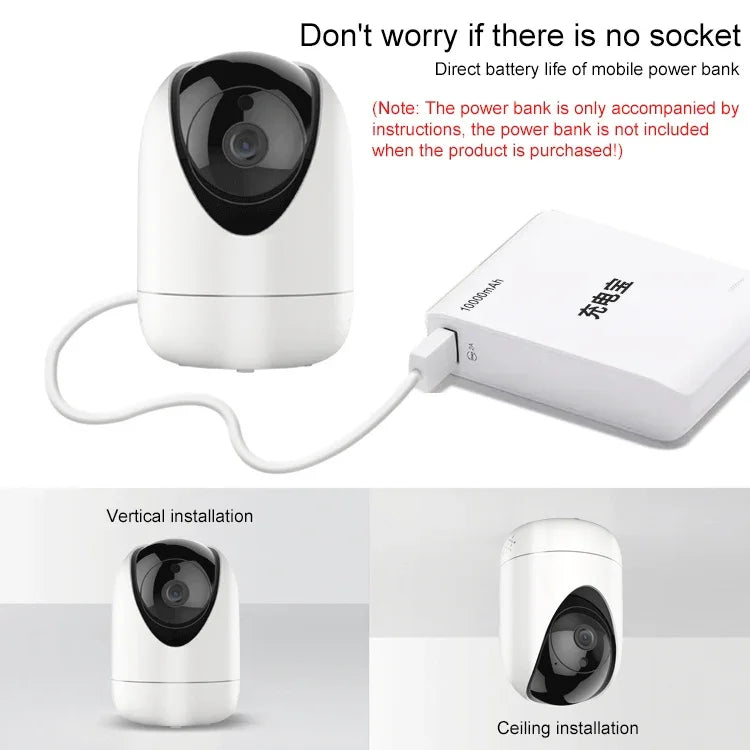 Caméra de surveillance intérieure sans fil HD YT47 avec tête rotative, supporte la détection de mouvement, la vision nocturne infrarouge et les cartes Micro SD, prise AU, YT47