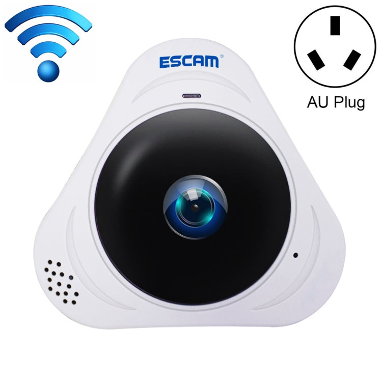 ESCAM Q8 960P Caméra IP WiFi panoramique 360 degrés avec objectif Fisheye 1.3MP, support détection de mouvement / vision nocturne, distance IR: 5-10m, prise AU, Q8 prise US, Q8 prise AU, Q8 prise EU, Q8 prise UK