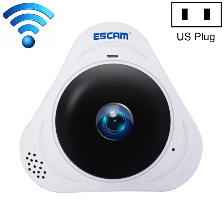 ESCAM Q8 960P Caméra IP WiFi panoramique 360 degrés avec objectif Fisheye 1.3MP, support détection de mouvement / vision nocturne, distance IR: 5-10m, prise AU, Q8 prise US, Q8 prise AU, Q8 prise EU, Q8 prise UK