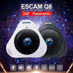 ESCAM Q8 960P Caméra IP WiFi panoramique 360 degrés avec objectif Fisheye 1.3MP, support détection de mouvement / vision nocturne, distance IR: 5-10m, prise AU, Q8 prise US, Q8 prise AU, Q8 prise EU, Q8 prise UK