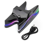Station de charge spéciale en forme d'OVNI avec 2 ports USB / Support de charge pour manettes PS4 Playstation 4 et LED multicolores.
