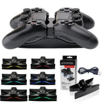 Station de charge spéciale en forme d'OVNI avec 2 ports USB / Support de charge pour manettes PS4 Playstation 4 et LED multicolores.