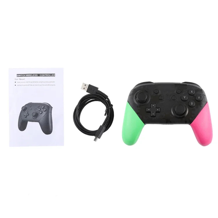 Manette de jeu sans fil Pro avec fonction de vibration pour capture d'écran pour Nintendo Switch (verte et rose), pour Nintendo Switch (verte et rose)