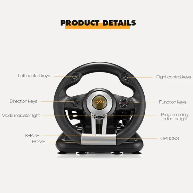 Volant de course PXN-V3 pour PC / PS3 / PS4 / Xbox One / Switch