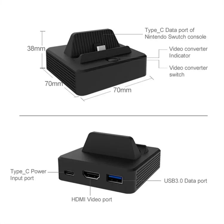 Station de conversion vidéo multifonction avec support pour interrupteur, station de conversion