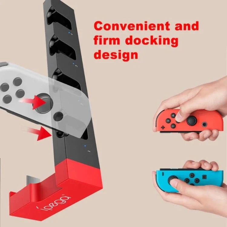 Station de charge iPega PG-9186 pour manettes de jeu Nintendo Switch Joy-Con, avec indicateur de charge, référence PG-9186