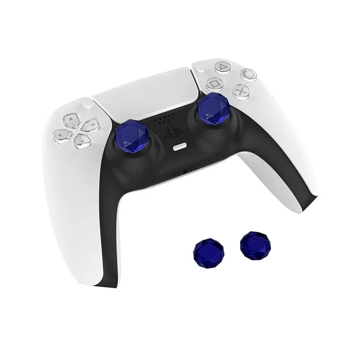 2 capuchons de joystick Diamond Texture pour PS5, bleu, rouge, blanc transparent, vert