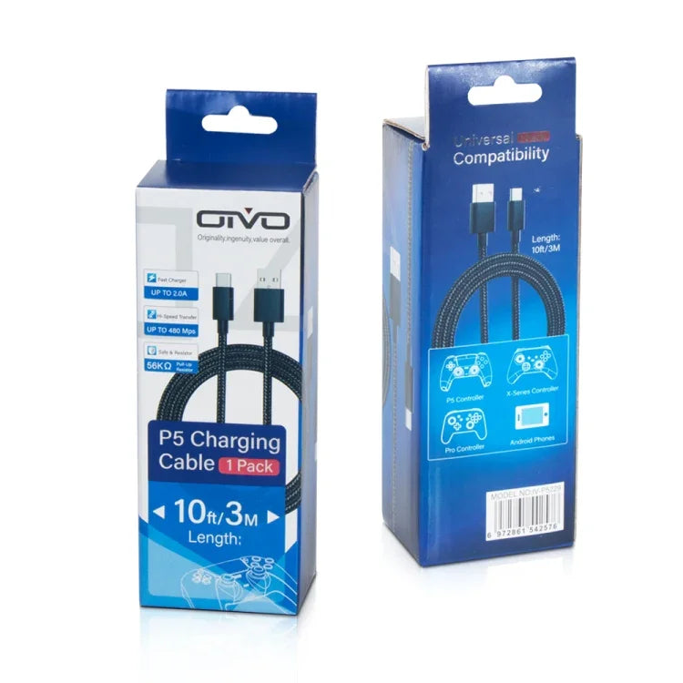 Câble de données et de charge USB Type-C OIVO IV-P5229 3 m 1 A pour PS5 / Switch Pro / Xbox Series, IV-P5229