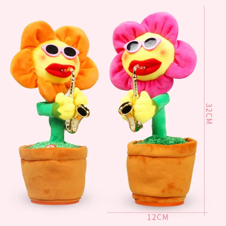 Peluche Bluetooth style saxophone tournesol, jouet pour enfants et adultes, compatible avec le chargement USB et les piles