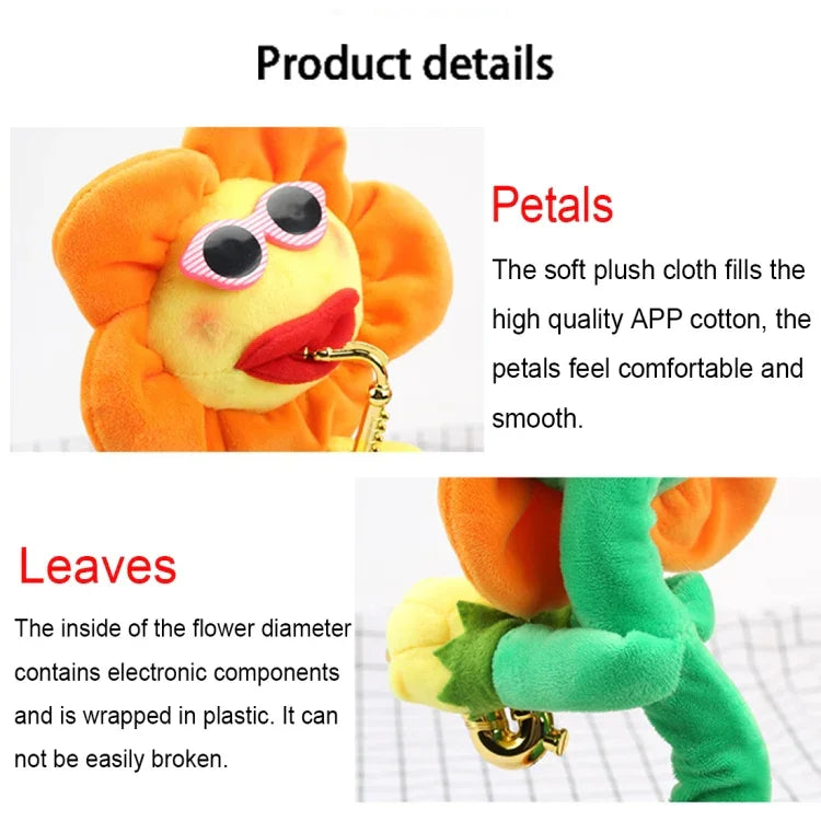 Peluche Bluetooth style saxophone tournesol, jouet pour enfants et adultes, compatible avec le chargement USB et les piles