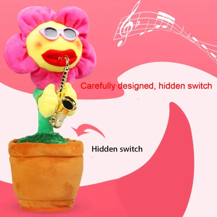 Peluche Bluetooth style saxophone tournesol, jouet pour enfants et adultes, compatible avec le chargement USB et les piles