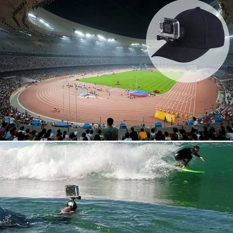 Casquette de baseball Topi avec support pour caméra GoPro, SJCAM et Xiaomi Xiaoyi Sport Action Camera