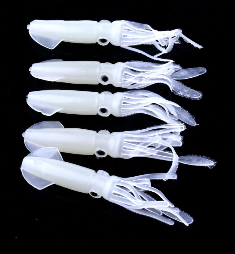 HENGJIA 5 pièces Calamars Appâts Souples en Plastique Leurre de Pêche Artificiel Appât de Pêche Bionique, Longueur : 9 cm, Lumineux, Tuyau Coloré
