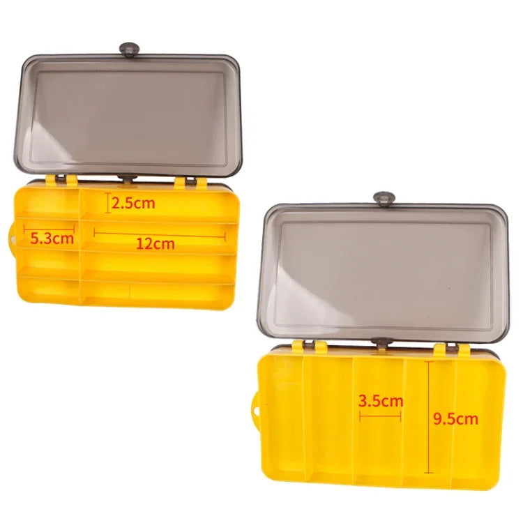 Boîte à leurres portable d'extérieur en plastique transparent, double face, dimensions : 18 x 10 x 5 cm
