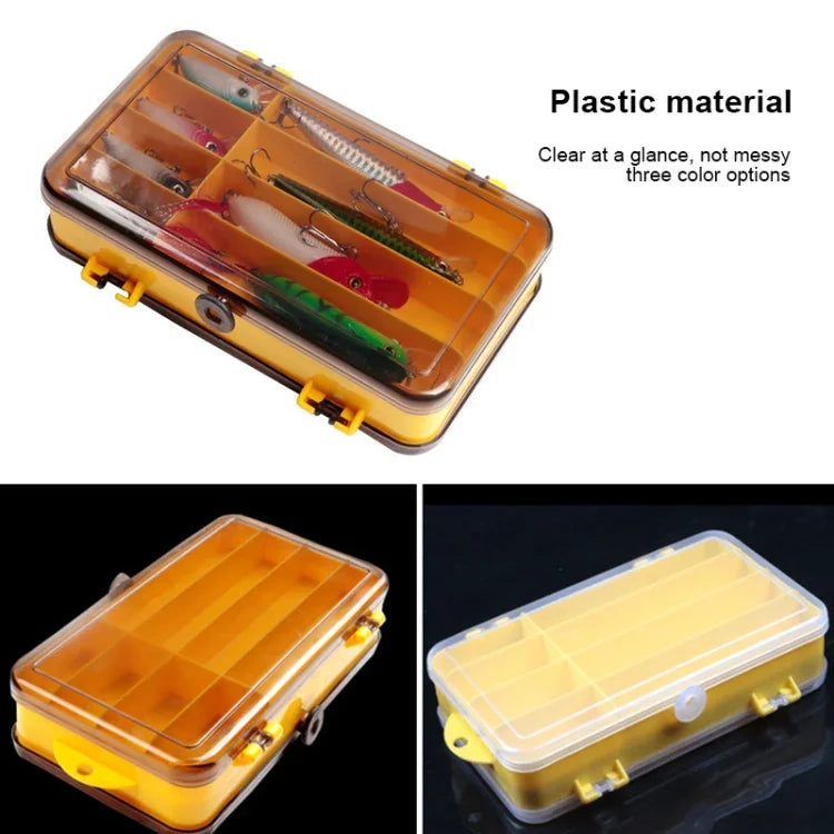 Boîte à leurres portable d'extérieur en plastique transparent, double face, dimensions : 18 x 10 x 5 cm