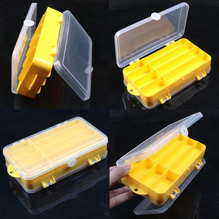 Boîte à leurres portable d'extérieur en plastique transparent, double face, dimensions : 18 x 10 x 5 cm