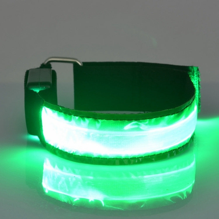 Ceinture de poignet sportive rechargeable en nylon réfléchissant avec lumière LED flash de sécurité, rechargeable rouge, rechargeable jaune, rechargeable verte, rechargeable bleue