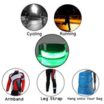 Ceinture de poignet sportive rechargeable en nylon réfléchissant avec lumière LED flash de sécurité, rechargeable rouge, rechargeable jaune, rechargeable verte, rechargeable bleue