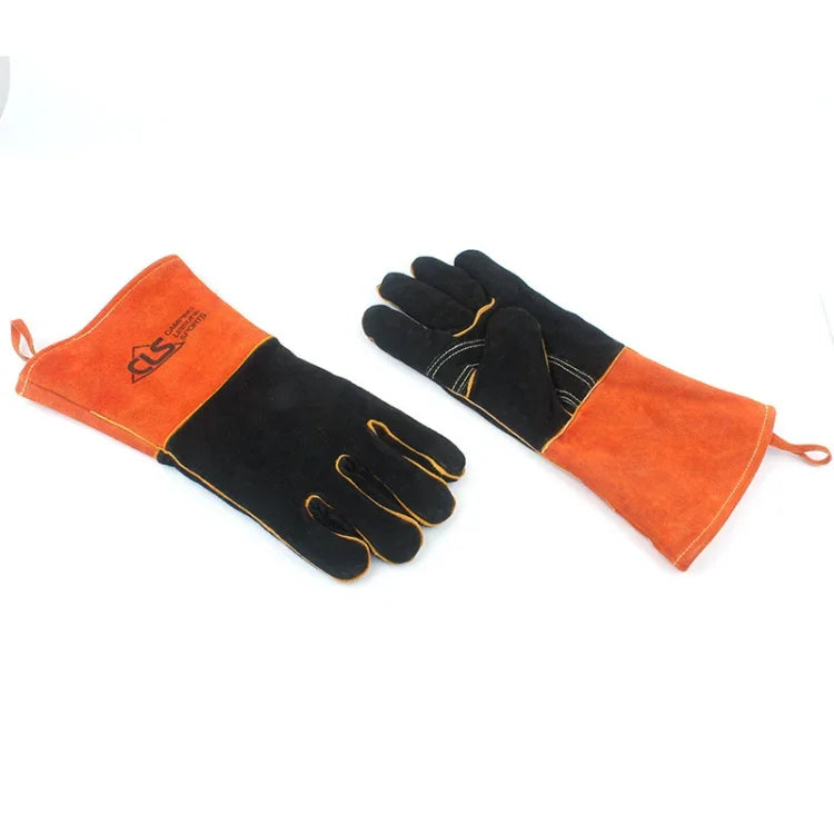Modèles de Gants de Protection en Cuir pour BBQ Extérieur Hommes et Femmes, Isolation Haute Température, Épaissis, Longs, Soudure, CLS-BBQ