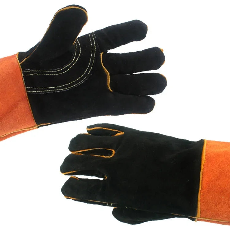 Modèles de Gants de Protection en Cuir pour BBQ Extérieur Hommes et Femmes, Isolation Haute Température, Épaissis, Longs, Soudure, CLS-BBQ