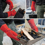 Modèles de Gants de Protection en Cuir pour BBQ Extérieur Hommes et Femmes, Isolation Haute Température, Épaissis, Longs, Soudure, CLS-BBQ