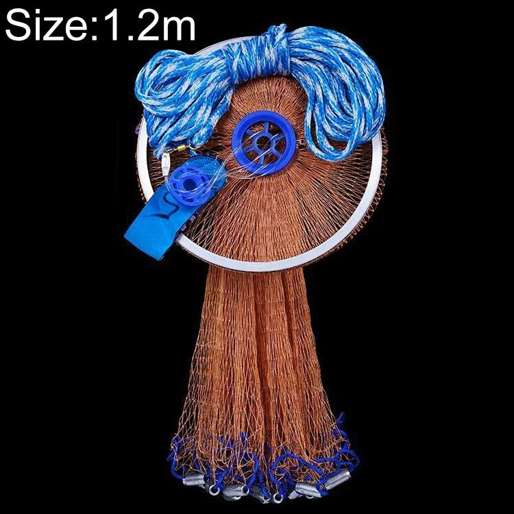 Épervier de pêche américain Easy Throw Cast Net Fishing Mesh Fishing Tackle, drisses de 1,2 m, monofilament de 1,2 m, drisses de 1,5 m, monofilament de 1,5 m