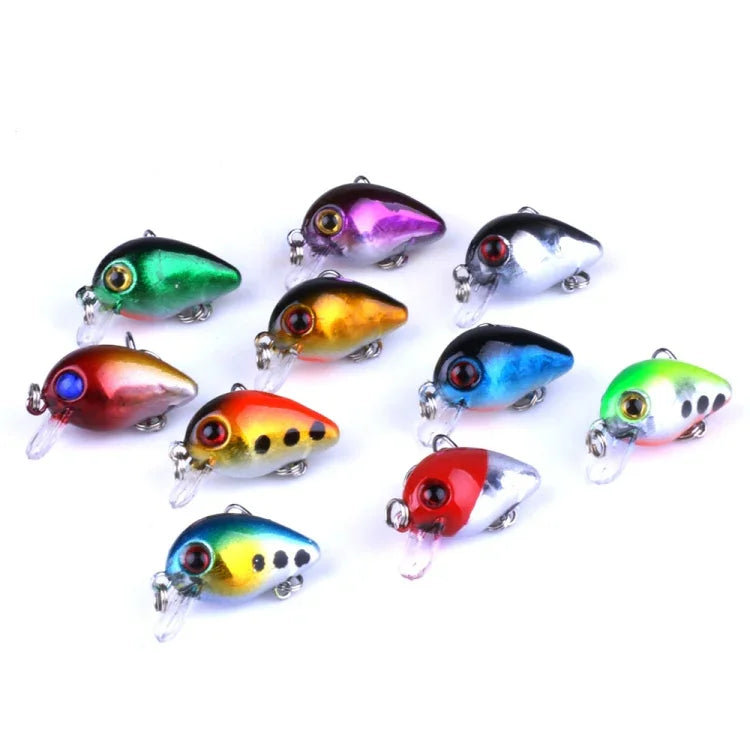 HENGJIA 10 leurres de pêche Luya Rock de 3 cm/1,5 g, kit bionique avec boîte en plastique, Box014