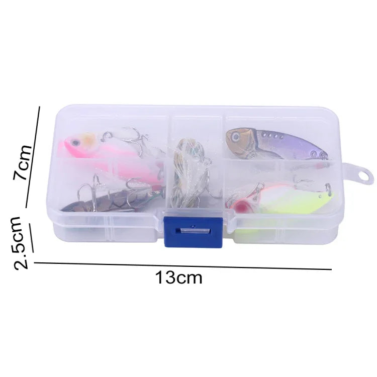 HENGJIA 5 Pcs 5,5 cm/11g Luya Métal VIB Leurres de pêche appât Kit Bionique avec boîte en plastique, Box018