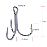 20 pièces/boîte Hameçons triples classiques noirs en acier à haute teneur en carbone pour la pêche à trois mors, 4# FH022