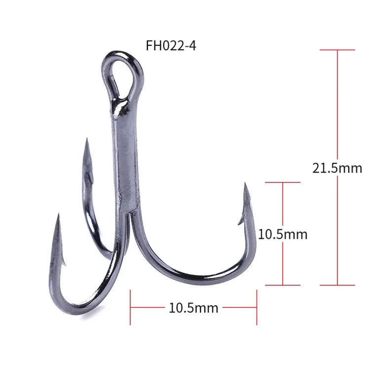 20 pièces/boîte Hameçons triples classiques noirs en acier à haute teneur en carbone pour la pêche à trois mors, 4# FH022