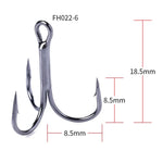 HENGJIA 20 hameçons triples classiques noirs en acier à haute teneur en carbone, 6# FH022