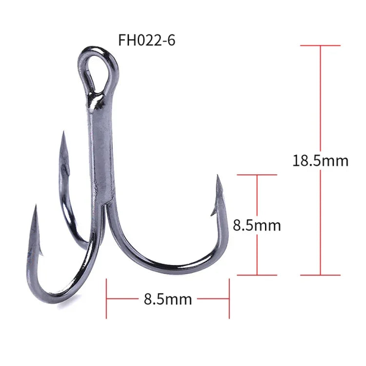 HENGJIA 20 hameçons triples classiques noirs en acier à haute teneur en carbone, 6# FH022