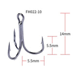 HENGJIA 20 hameçons triples classiques noirs en acier à haute teneur en carbone, 10# FH022