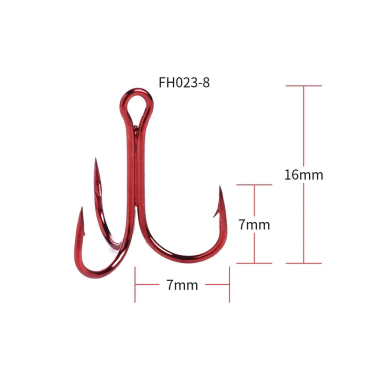 HENGJIA 20 hameçons triples classiques rouges à haute teneur en carbone, 8# FH023