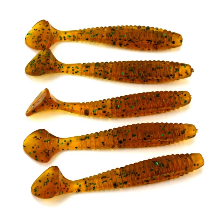 HENGJIA SO0205P 5 leurres de pêche souples à queue vissée de 8 cm/5 g, appâts artificiels, SO0205P