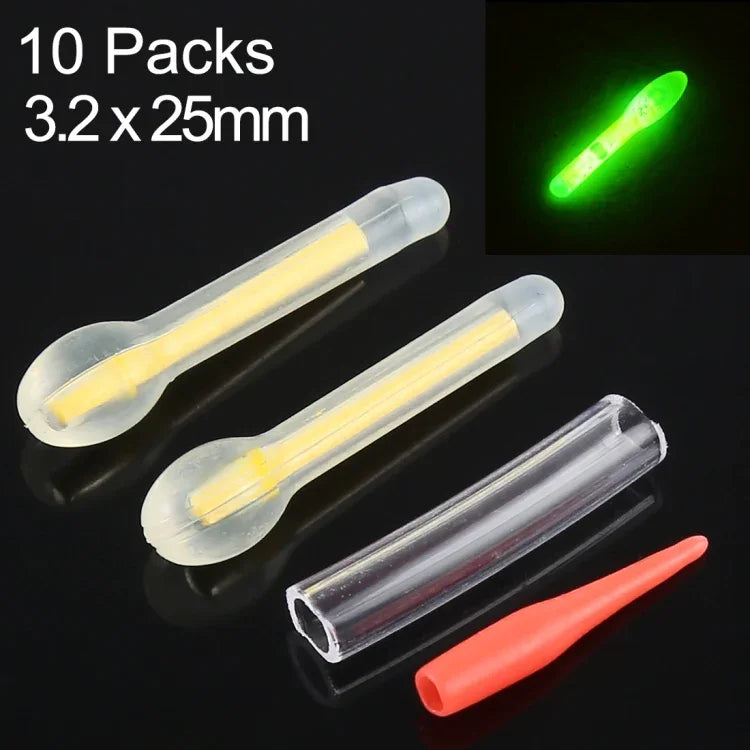 10 paquets de bâton lumineux de pêche de nuit flottant lumineux en forme d'ampoule OCEAN SUN, visibilité : 25 m, taille : 3,0 x 25 mm, forme d'ampoule, visibilité : 25 m