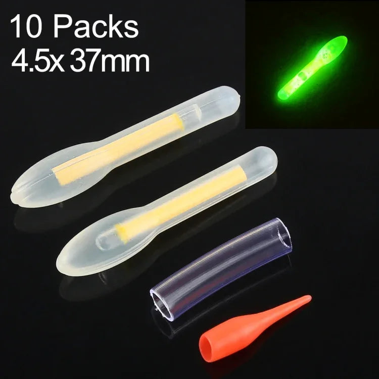 10 paquets de bâtons lumineux de pêche de nuit OCEAN SUN en forme d'ampoule, visibilité : 50m, taille : 4,5 x 37mm, forme d'ampoule, visibilité : 50m