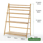 Bamboo 3-Tier Hanging Plant Stand Planter Shelves Flower Pot Storage Rack Folding Display Shelving Plants Shelf, Width: 70cm, 3-Tier Width: 70cm(Apricot), 3-Tier Width: 70cm(Green), 3-Tier Width: 70cm(White)