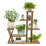 Wooden Plant Flower Display Stand Wood Pot Shelf Storage Rack, without Wheel
