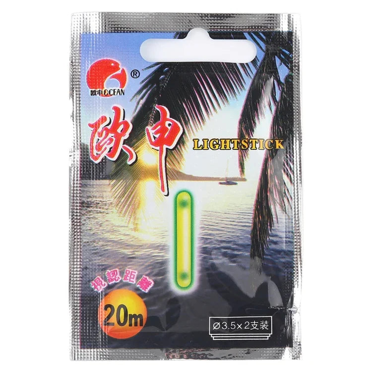 10 paquets OCEAN SUN Flotteur lumineux Bâton lumineux pour la pêche de nuit, Visibilité : 20 m, Taille : 3,5 x 30 mm, Visibilité : 20 m