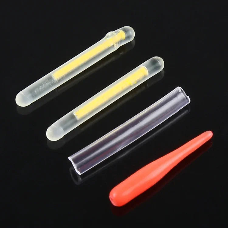 10 paquets OCEAN SUN Flotteur Lumineux Ultra-fin Bâton Lumineux pour Pêche de Nuit, Visibilité : 15m, Taille : 2.2 x 20mm, Ultrafin, Visibilité : 15m