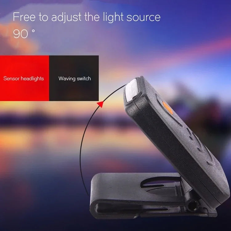 Lampe frontale de pêche à LED infrarouge portable rechargeable avec capteur et clip pour la pêche, le camping et la randonnée